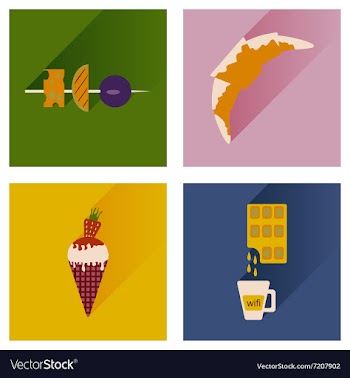 Flat icons collection with shadow sweet vector image