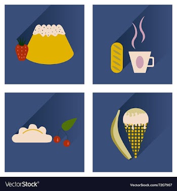 Flat icons collection with shadow sweet vector image