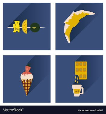 Flat icons collection with shadow sweet vector image