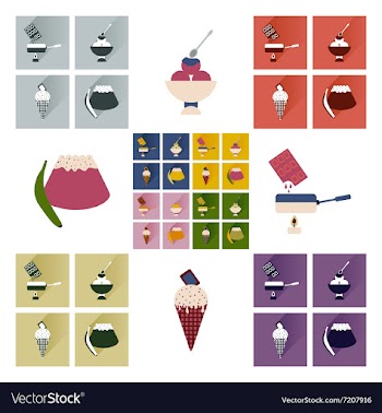 Flat icons collection with shadow sweet vector image