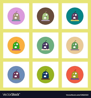 Flat icons Halloween set of bloody pumpkin concept vector image