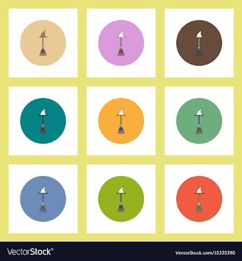 Flat icons halloween set of broom concept on vector image