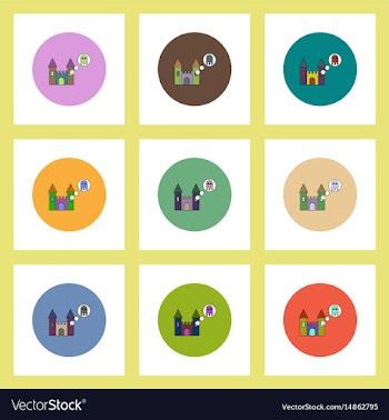 Flat icons halloween set of castle and ghost vector image