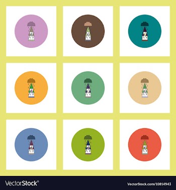 Flat icons Halloween set of castle and rain vector image