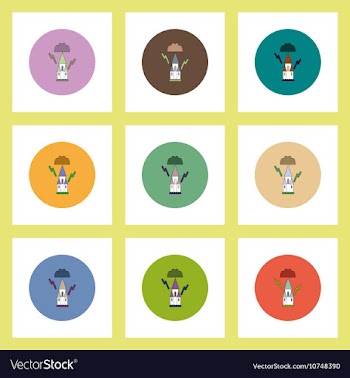 Flat icons Halloween set of castle and storm vector image