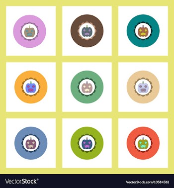 Flat icons Halloween set of coaster with pumpkin vector image