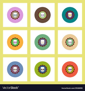 Flat icons halloween set of coaster with skull vector image