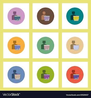 Flat icons halloween set of devil and magic kettle vector image