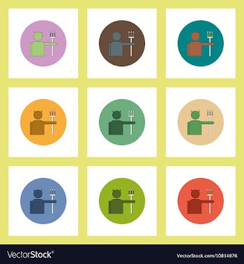 Flat icons Halloween set of Devil posing with his vector image