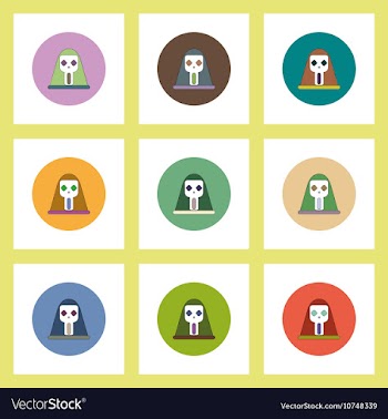 Flat icons Halloween set of Face mask skull vector image