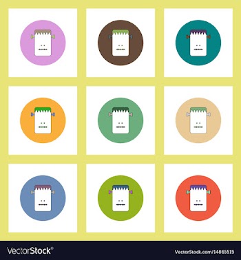 Flat icons halloween set of frankenstein monster vector image