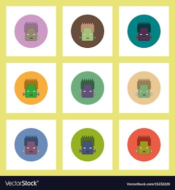 Flat icons halloween set of frankenstein monster vector image