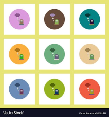 Flat icons Halloween set of grave monument and vector image