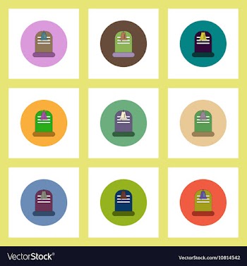 Flat icons Halloween set of grave monument and vector image