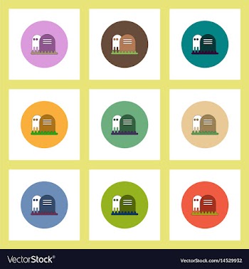 Flat icons halloween set of grave monument and vector image