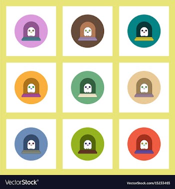 Flat icons halloween set of grave monument and vector image