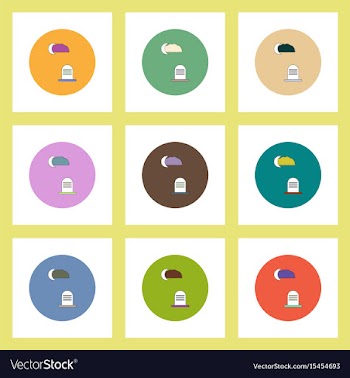 Flat icons halloween set of grave monument and vector image