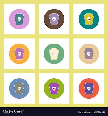 Flat icons halloween set of grave monument and vector image