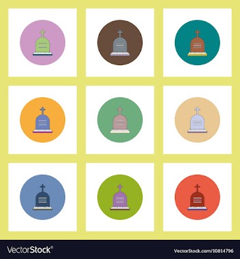 Flat icons Halloween set of grave monument with vector image