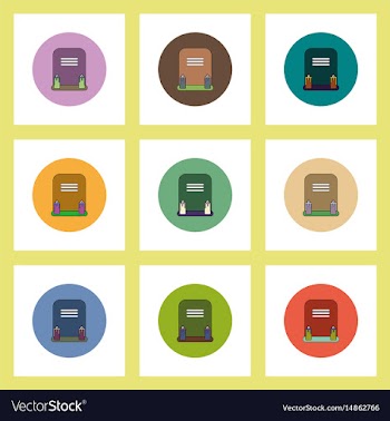 Flat icons halloween set of grave monument with vector image