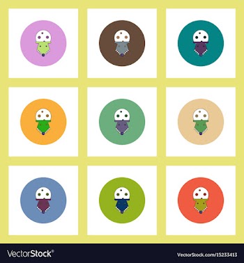 Flat icons halloween set of moon and wolf mask vector image