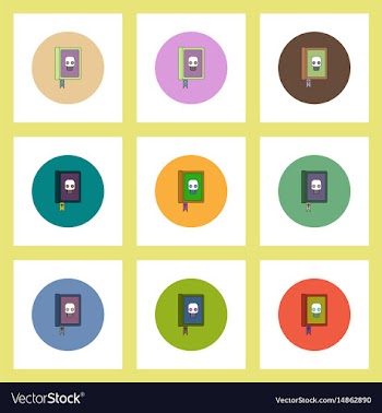 Flat icons halloween set of old magic book and vector image