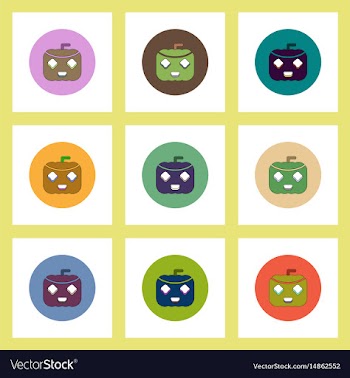 Flat icons halloween set of pumpkin concept on vector image