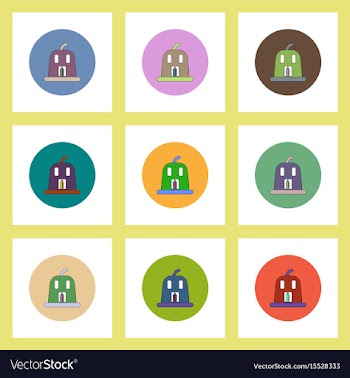 Flat icons halloween set of pumpkin with candel vector image