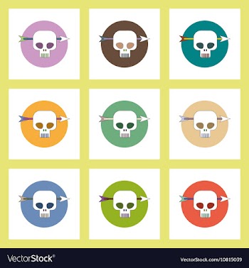 Flat icons Halloween set of Skull and arrow vector image