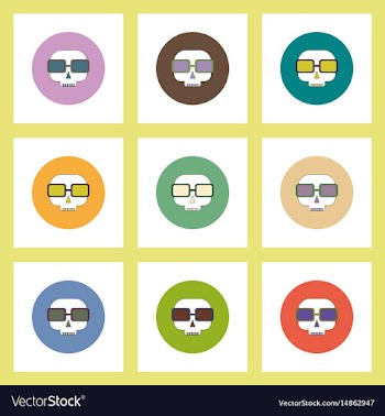Flat icons halloween set of skull in glasses vector image