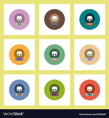 Flat icons halloween set of skull in magic ball vector image