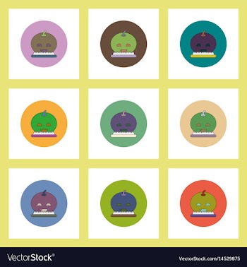 Flat icons halloween set of smiling pumpkin vector image