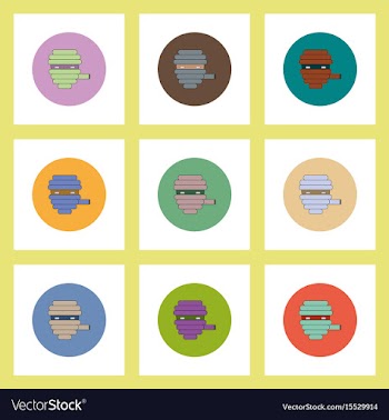 Flat icons halloween set of wild scary mummy head vector image