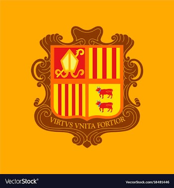 Flat icons on theme coat of arms andorra vector image