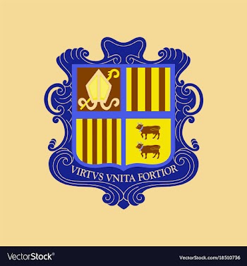 Flat icons on theme coat of arms andorra vector image