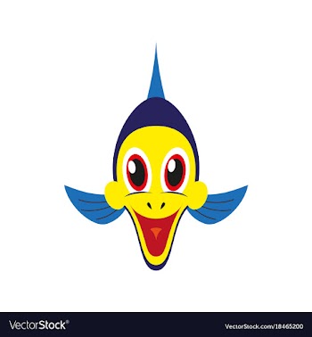 Flat icons on theme funny animals a fish vector image