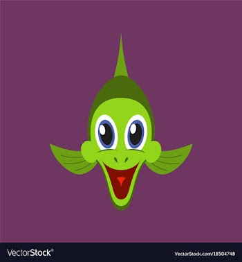 Flat icons on theme funny animals a fish vector image
