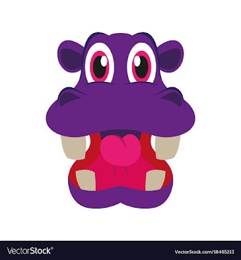 Flat icons on theme funny animals hippo vector image