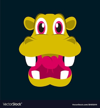 Flat icons on theme funny animals hippo vector image