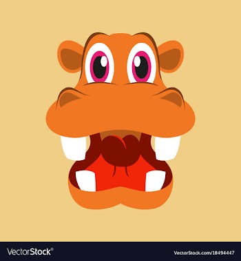 Flat icons on theme funny animals hippo vector image