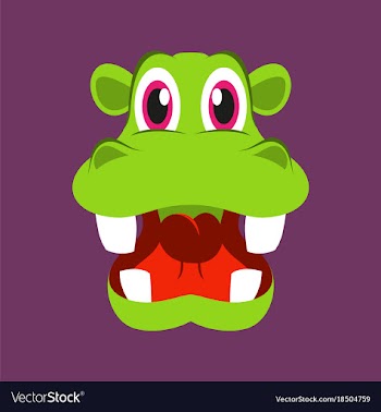 Flat icons on theme funny animals hippo vector image