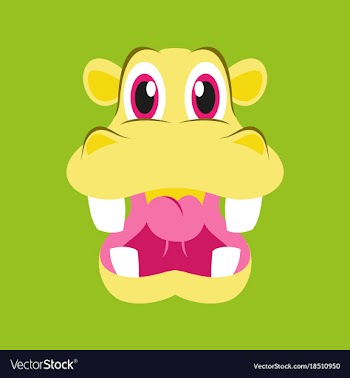 Flat icons on theme funny animals hippo vector image