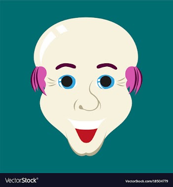 Flat icons on theme funny bald-headed man vector image