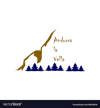 Flat icons on theme of andorra logo mountains and vector image