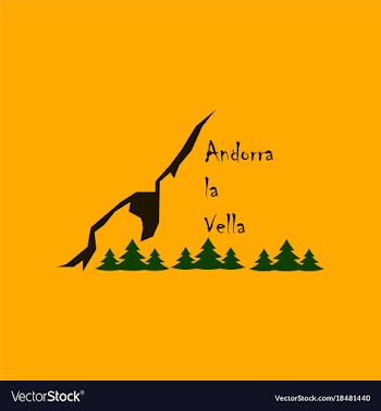 Flat icons on theme of andorra logo mountains and vector image