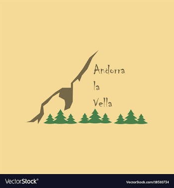 Flat icons on theme of andorra logo mountains and vector image