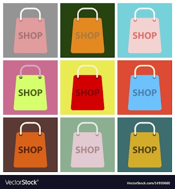 Flat icons set basket shop vector image