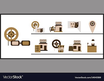 Flat icons set cinema vector image