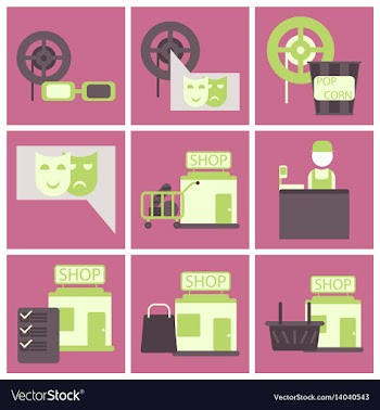 Flat icons set cinema vector image