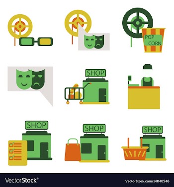 Flat icons set cinema vector image